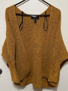 Forever 21 Mustard Ribbed Knit Poncho Sweater